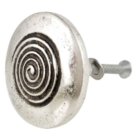 Round Spiral Antique Silver Aluminium Cabinet Knob